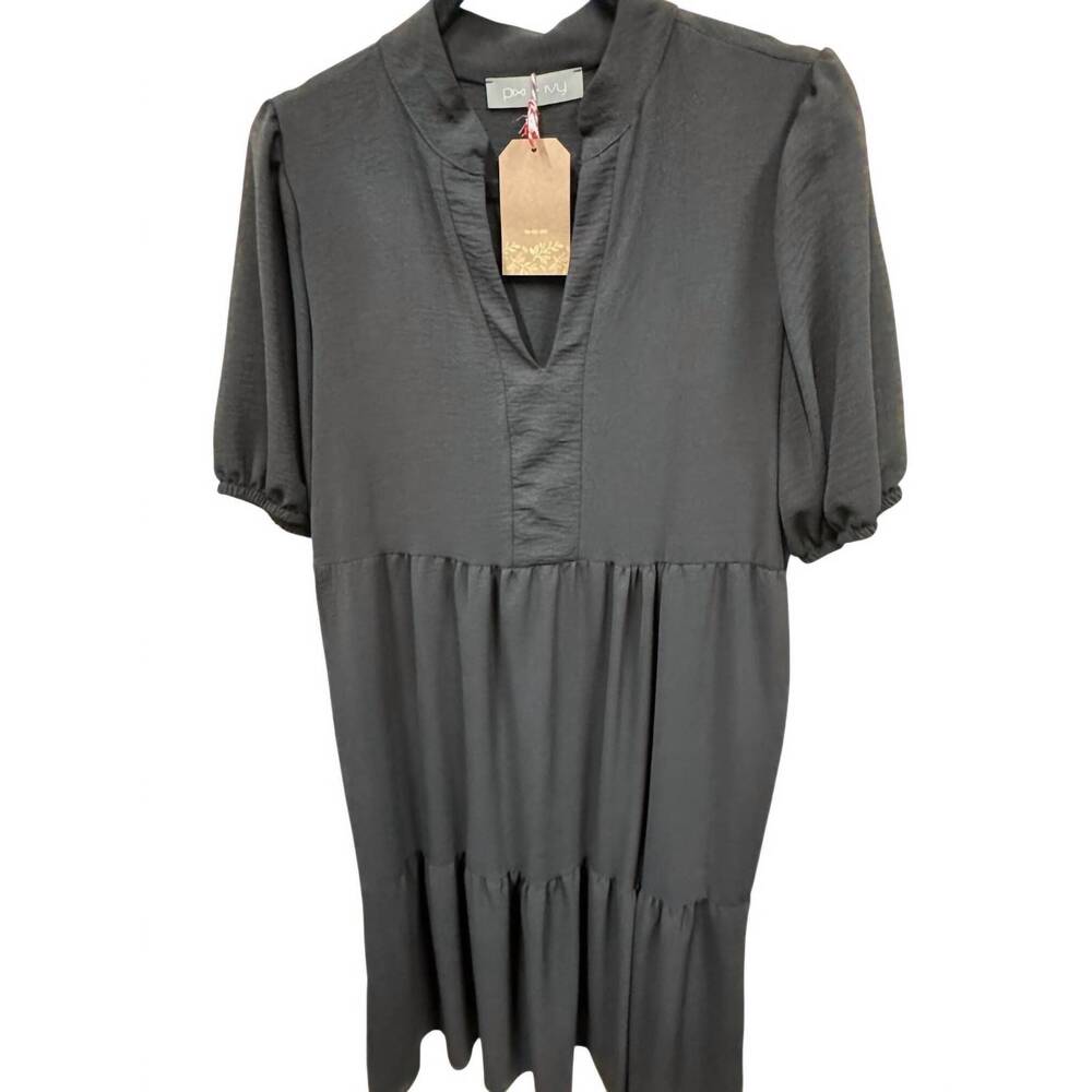 NEW PIXI + IVY women's long tier dress in black